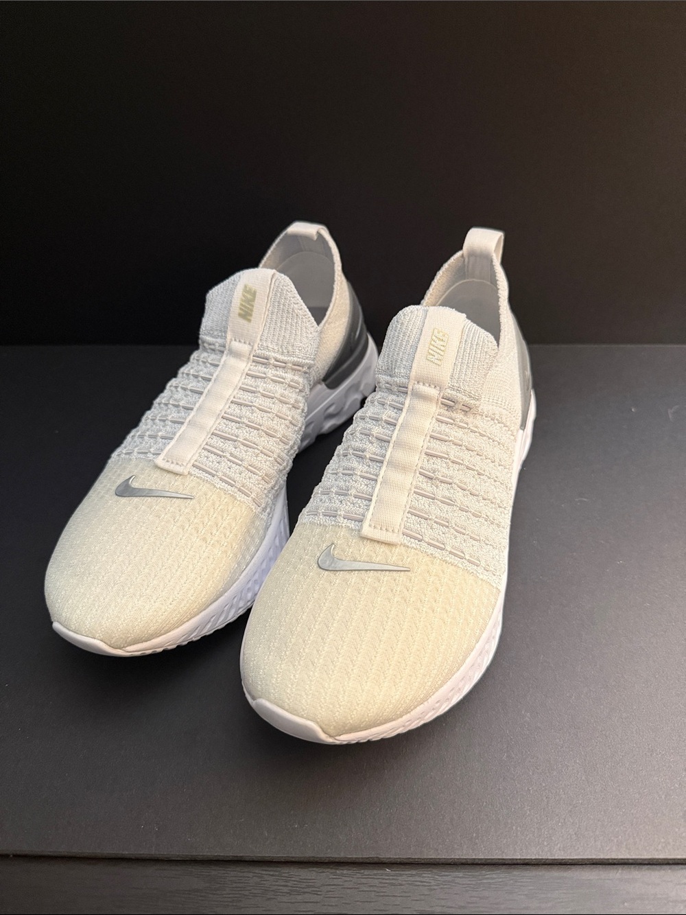 Nike - Women’s Nike Phantom Run FK 2 Slip-On Knit Sneakers in White & Silver
